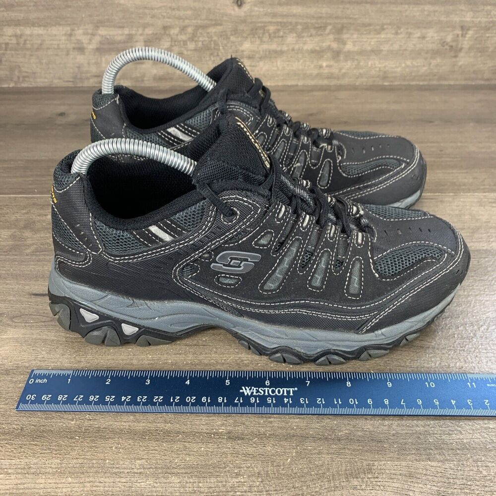 Skechers Men's After Burn Memory Fit Low Top Shoes Black Mountain Hike Size 8.5